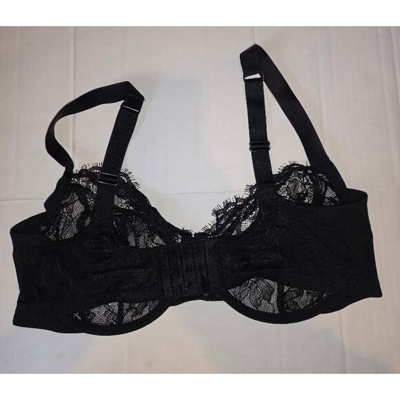 VICTORIAS SECRET LUXE LINGERIE VERY SEXY UNLINED DEMI BRA FLORAL LACE BLK 38DDD - Picture 4 of 4
